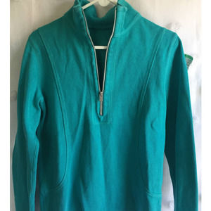 Men's Tommy Bahama Half Zip Teal Cotton Sweater Sz Medium